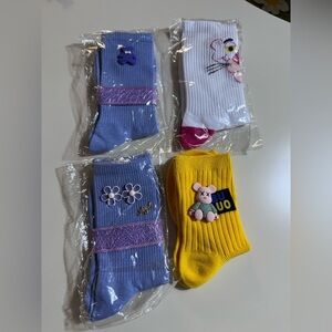 4 Pair Womens Cotton Wool Crew Socks